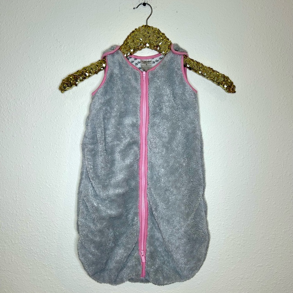 Baby Deedee Sleep Nest Plush Teddy Gray and Pink Infant Sleep Sack 0-6 Months